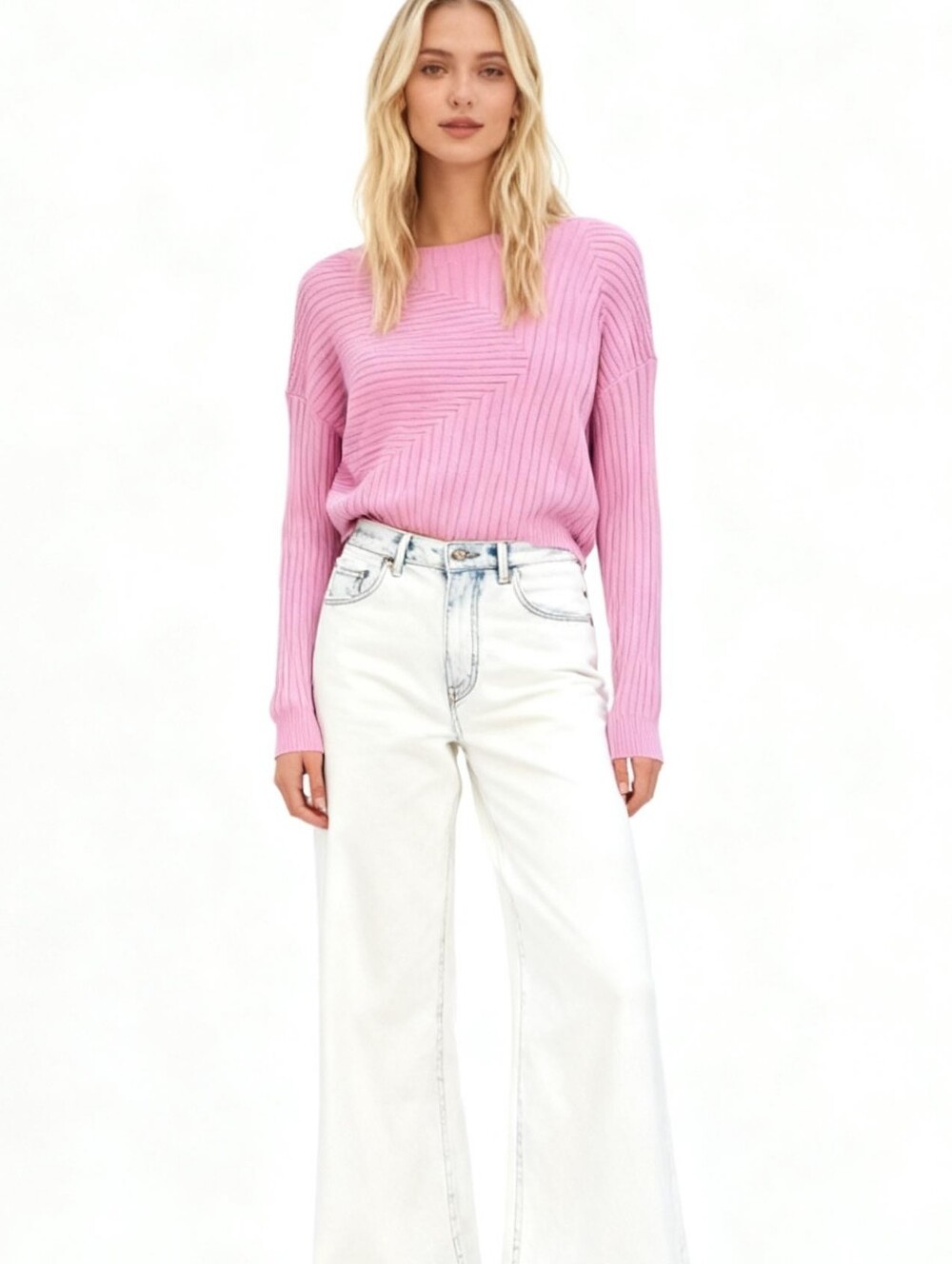 Alashan Cotton-Cashmere Blend Boat-Neck Knit Pink Sweater Size M